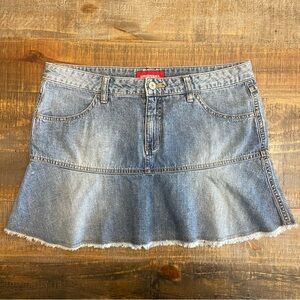 Unionbay Y2K Denim Mini Skirt with Ruffle trim